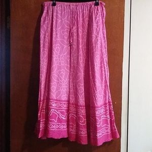 White Stag pink printed skirt w/sequins Sz lg